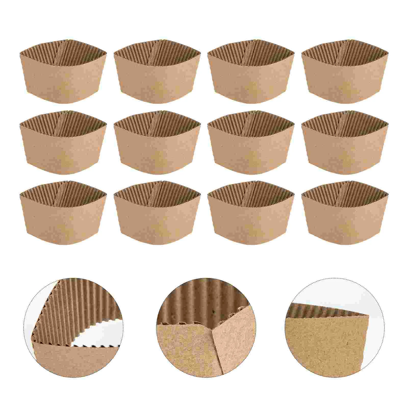 

50 Pcs Cup Sleeve Corrugated Jacket Outdoor Coffee Hot Disposable Paper Sleeves And Cold Insulator
