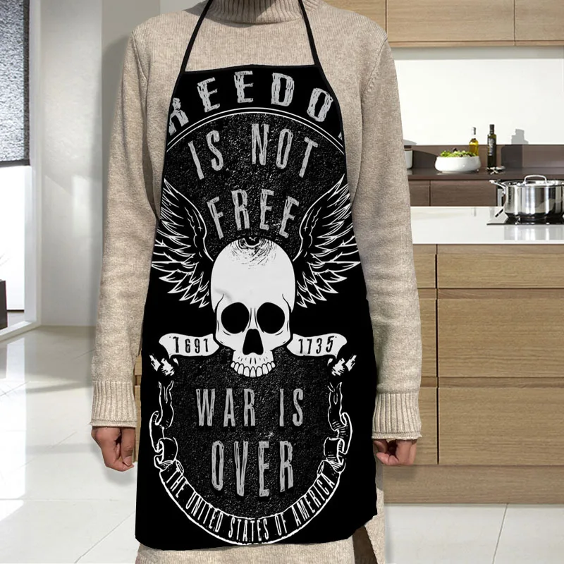 

Skull Pattern Apron Dinner Party Cooking Apron Adult Baking Accessories Waterproof Fabric Printed Cleaning Tools