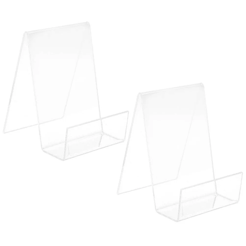 

2 Pcs Bookshelf Display Stand File Stands Transparent Rack Desktop Bookcase Easel Acrylic