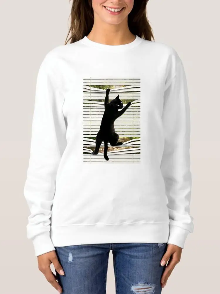 

Cat Funny Sweet Lovely Style Casual Fashion Women Clothing Graphic Sweatshirts Autumn Spring O-neck Fashion Print Pullovers
