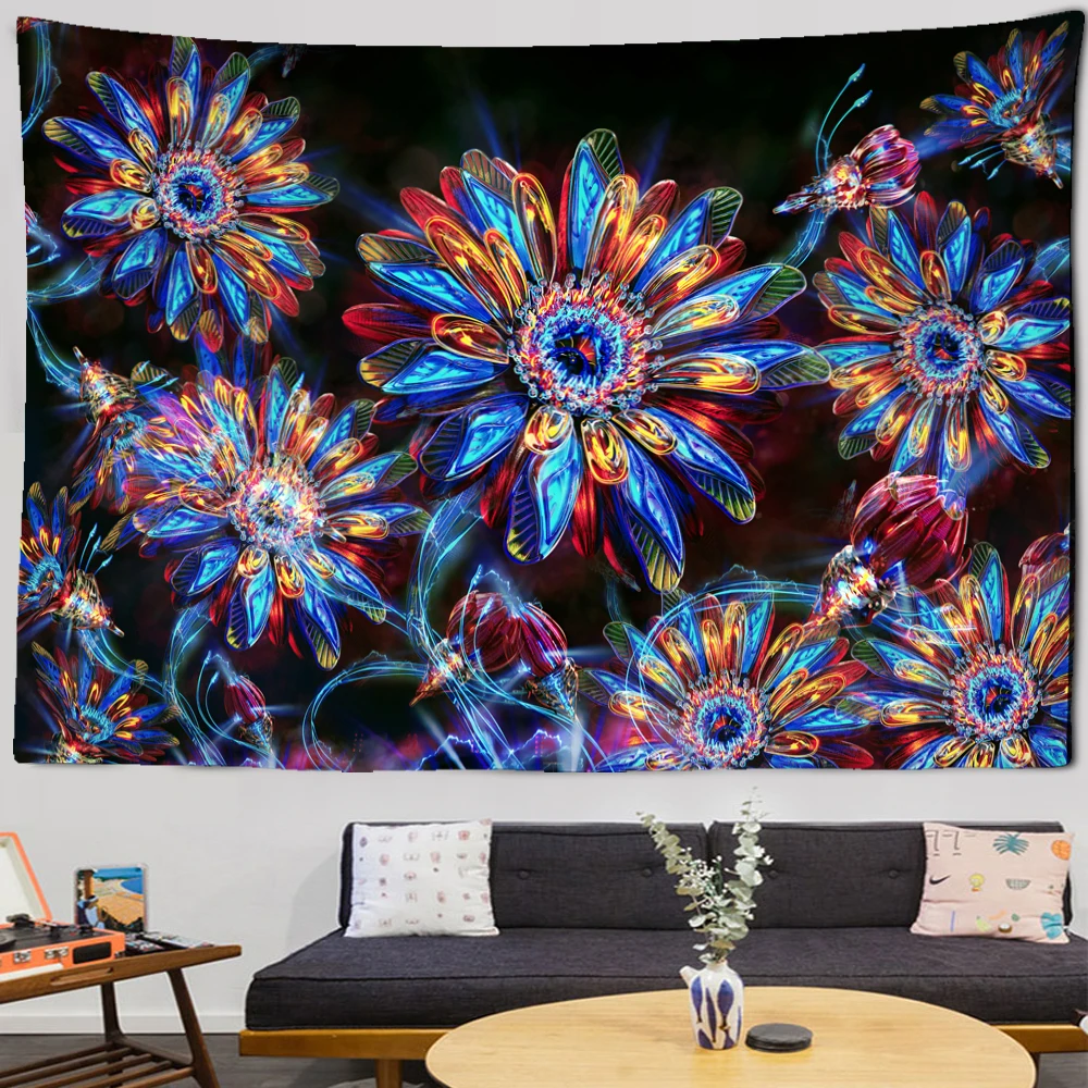 

декор комнаты Психоделический цветной гобелен, настенный подвесной коврик в богемном стиле, хиппи, туристический матрас, украшение для дом...