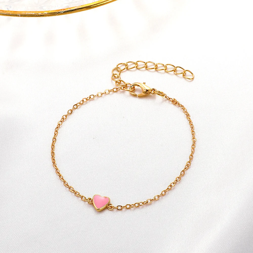 

Korean Heart Charms Bracelet Fashion Simple Gold Color Chain Bracelets For Women Bracelets & Bangles Trendy Street Jewelry O1425