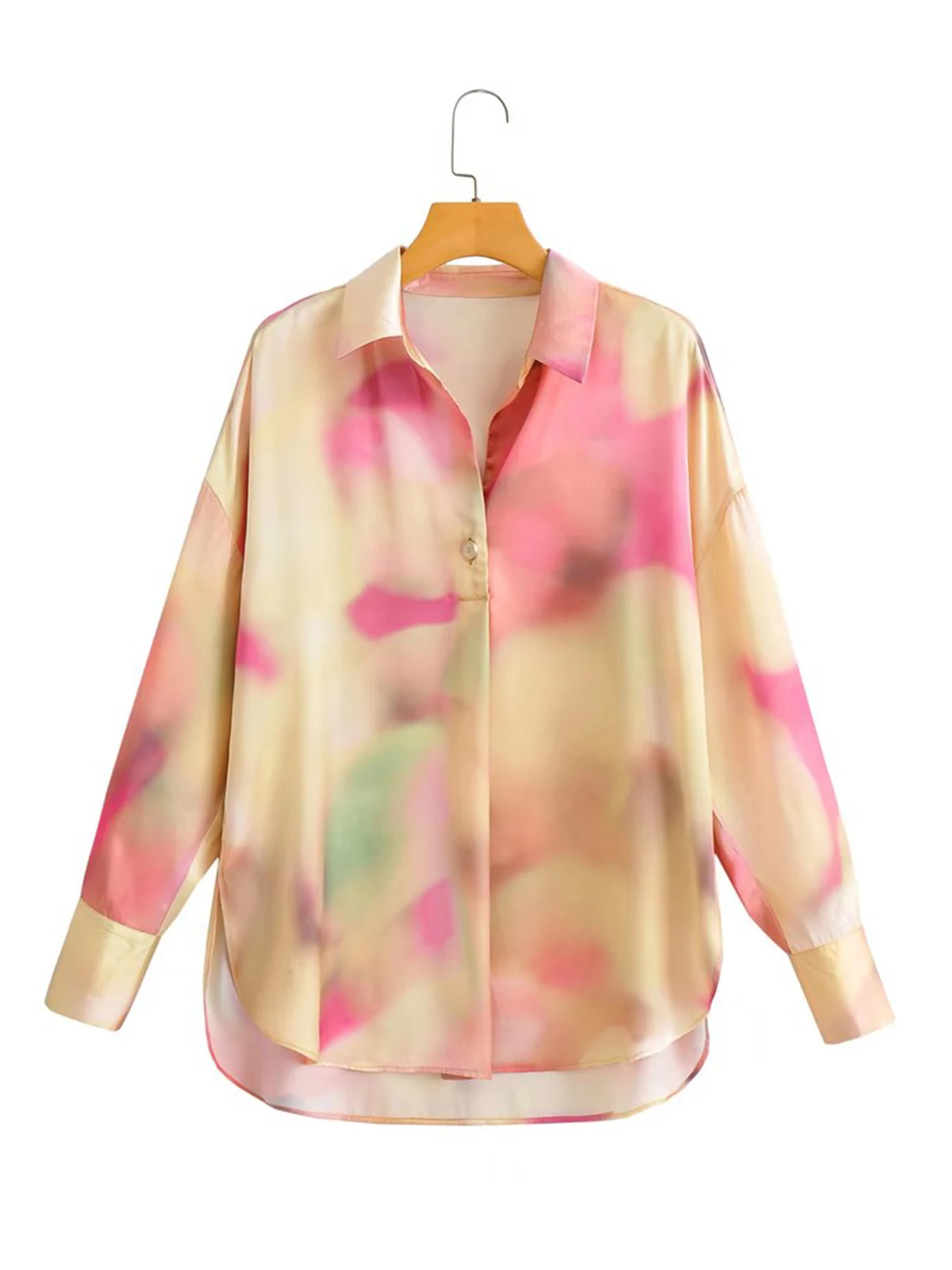 

YENKYE 2022 Fashion Women Vintage Tie Dye Print Loose Blouses Vintage Long Sleeve Female Oversized Shirts Streetwear Blusas
