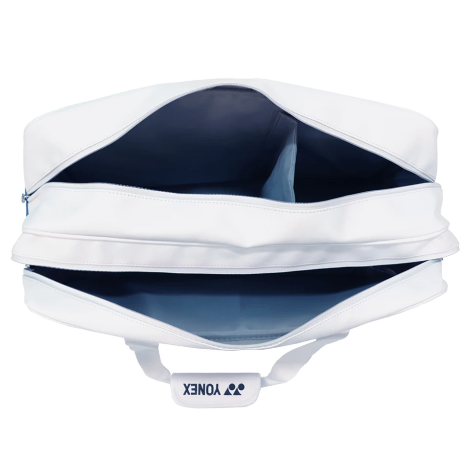 YONEX Korean Men Women Badminton Racquet Bag Glossy Leather Tournament Shoulder Bag Max for 2-3pcs Tennis Racket White 229BT006U