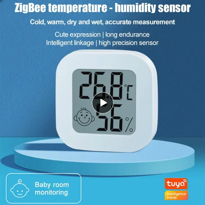 

Smart Home Tuya Temperature Humidity Dectotor Mini Battery Powered Weather Station Zigbee Gateway Required Lcd Screen Display