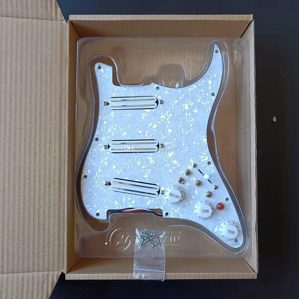 

Upgrade Loaded SSS Guitar Pickguard Set Multifunction Switch White MINI Humbucker Pickups High Output DCR Wiring Harness