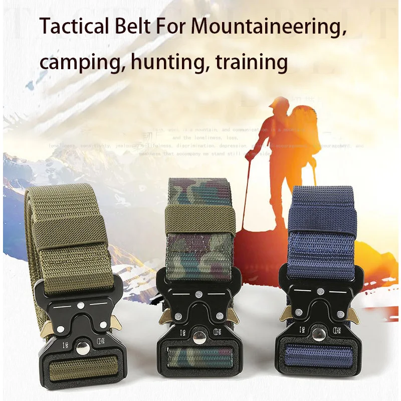 

Tactical Belt Quick Release Outdoor Camouflage Military Belt Soft Real Nylon Sports Accessories Men and Women Black Belt Unisex