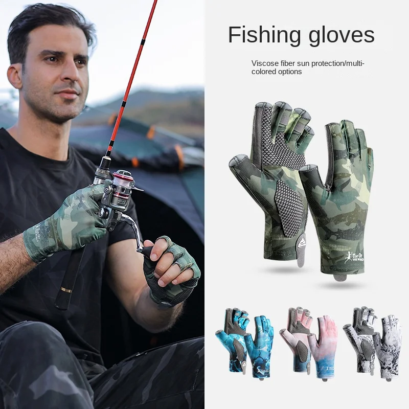 

Fishing Gloves Men Women Outdoor Fishing Anti-Slip Uv Protection Half Finger Sports Boating Fish Equipment Angling Sailing Glove