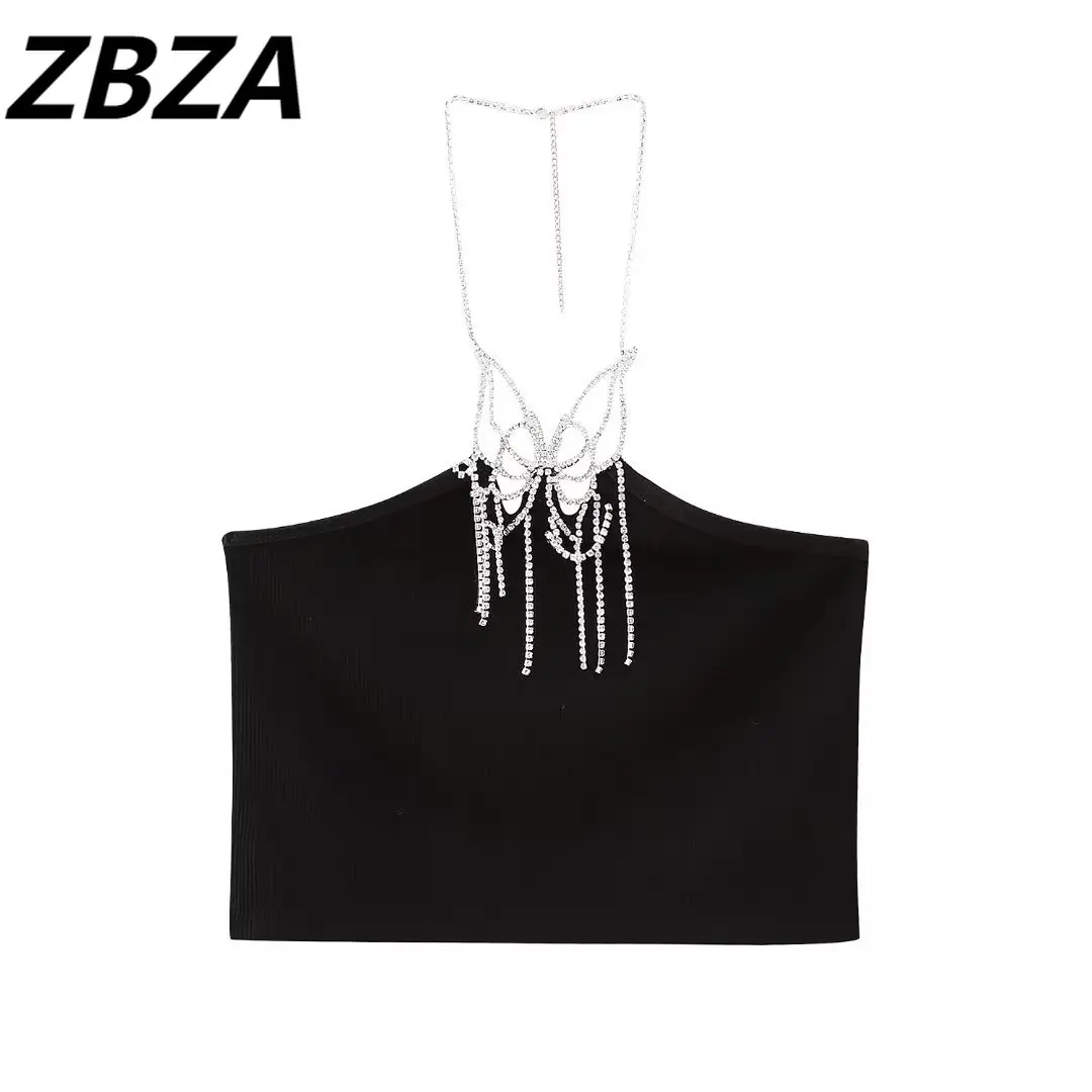 

ZBZA Новинка 2023, модные летние ювелирные изделия в форме животного, декоративные бесшовные тканевые топы, винтажные женские шикарные топы с открытой спиной