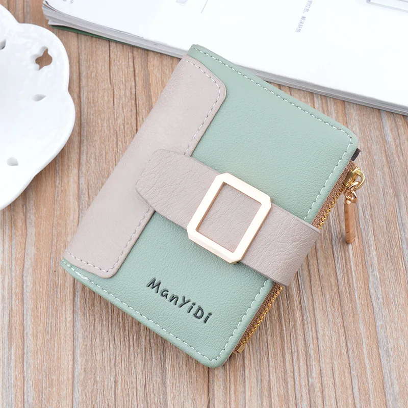 

Women's Wallet Green/black/pink/blue/khaki/gray Fashion Card Holder Zipper Coin Purse PU Leather Credit Card Case 2022 Money Bag
