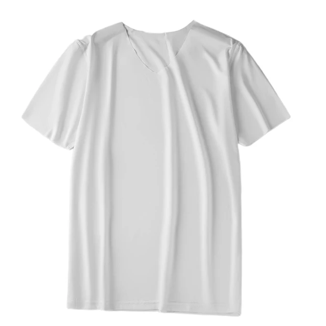

Men's Summer Ice Silk Short Sleeve T-shirt V-Neck Solid Solid Color Seamless Top Cool Quick Dry Breathable Slim Fit Drop Top