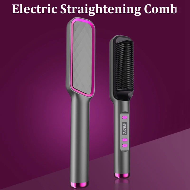 2In1 Hair Straightening Brus Wireless USB Rotary Portable Hot Comb Hair Electric Curling Iron Cordless Hair Straightener 30 Gear