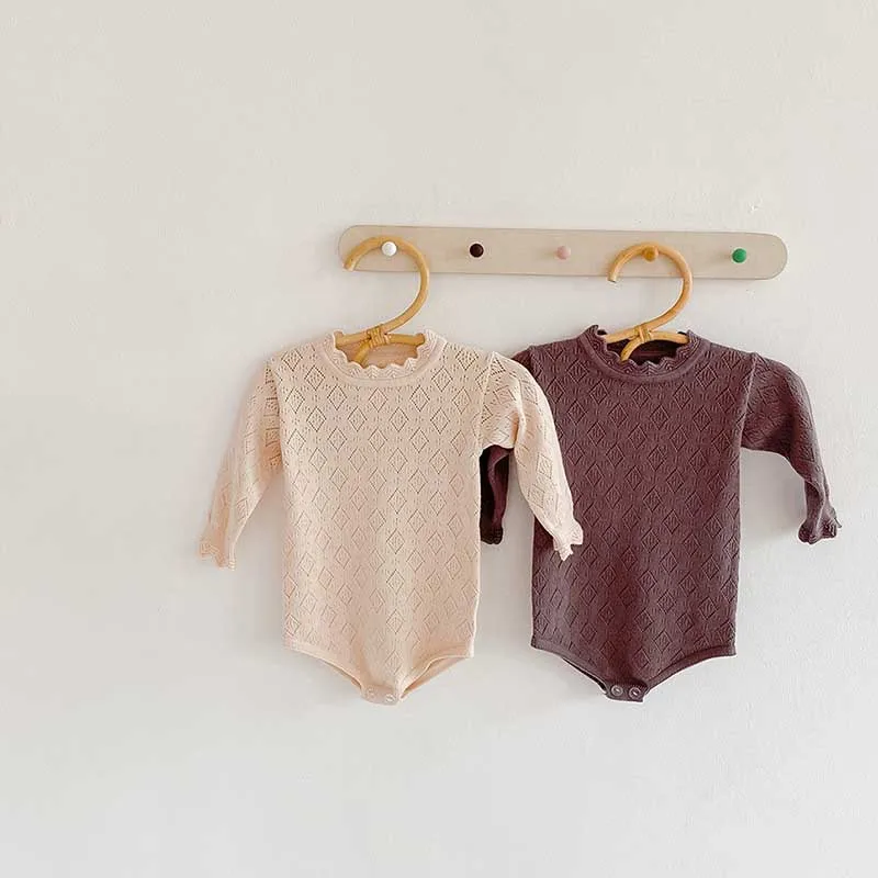 

Baby Girl Rompers Autumn Long Sleeve Solid Newborn Baby Rompers Baby Boy Clothes