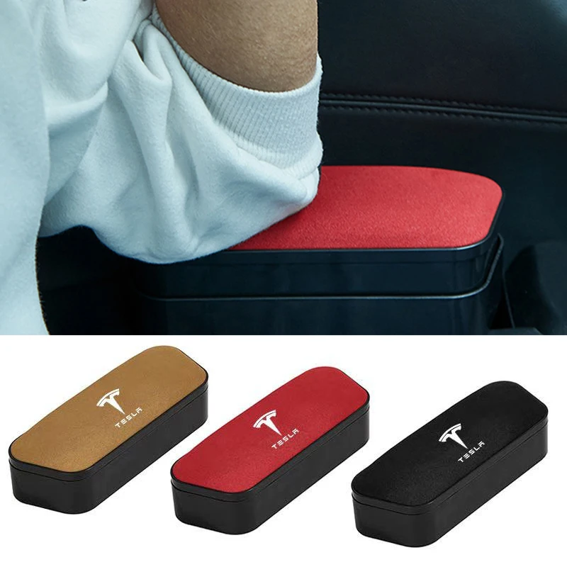 

Замшевый кожаный подъемный рычаг для автомобильной двери, регулируемый ящик для хранения для Tesla Model 3 Y X S, товары для интерьера, автомобильн...
