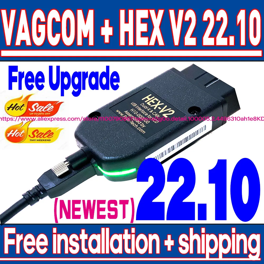 

2022 HEX V2 Interface VAGCOM 22.10 VAG COM FOR VW for AUDI Skoda Seat Vag ATMEGA162 Free Update Multilingual VCDSv2 OBD2 Tools