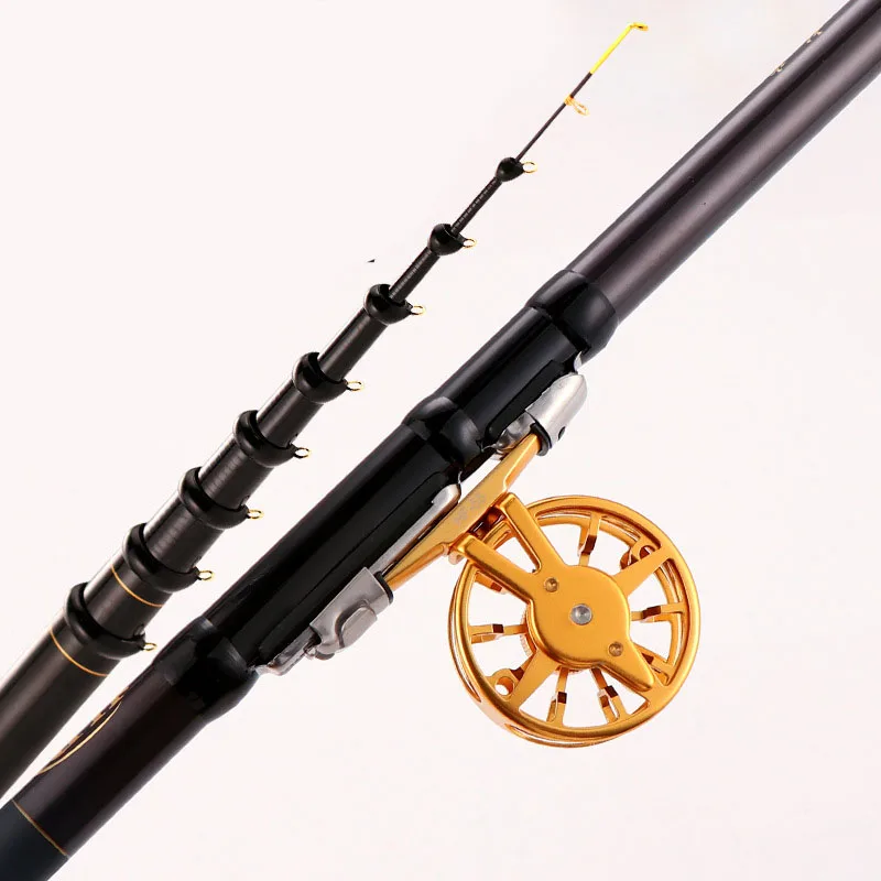 High Quality Carbon Fishing Rod 4.5M 5.4M 6.3M 7.2M Three Positioning Telescopic Fishing Rod Spinning Fishing Tackle Sea pole enlarge