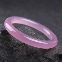 genuine natural pink agate round bangle bracelet chinese hand carved chalcedony fashion charm jewelry amulet gifts for women men