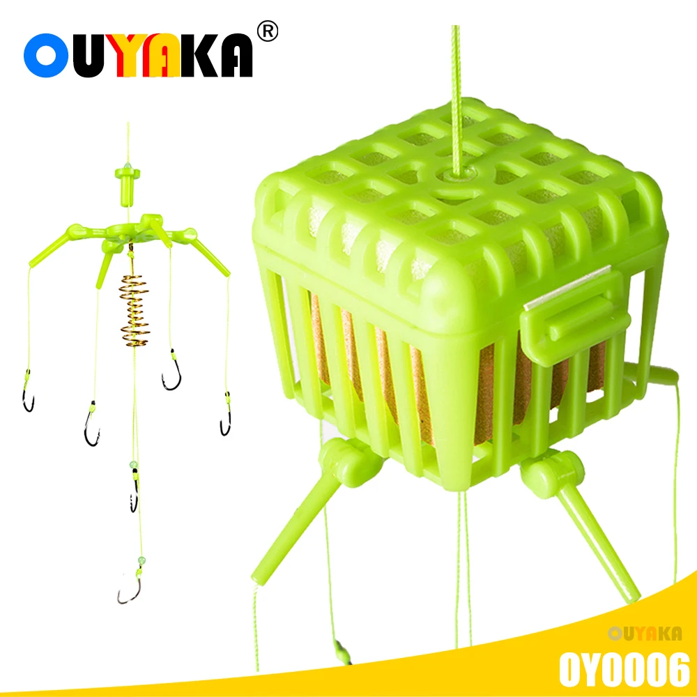 

Explosion Carbon Steel Hook 1Pcs Water Monsters Fishinghooks Set Baits Square Cage Basket Feeder Holder Peche Asian Carp Tackle