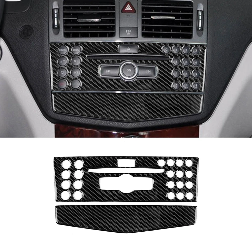 

Carbon Fiber Car Central Control Navigation Panel Decorative Cover Trim Sticker for Benz W204 2007-2010 C-Class Auto Accessories