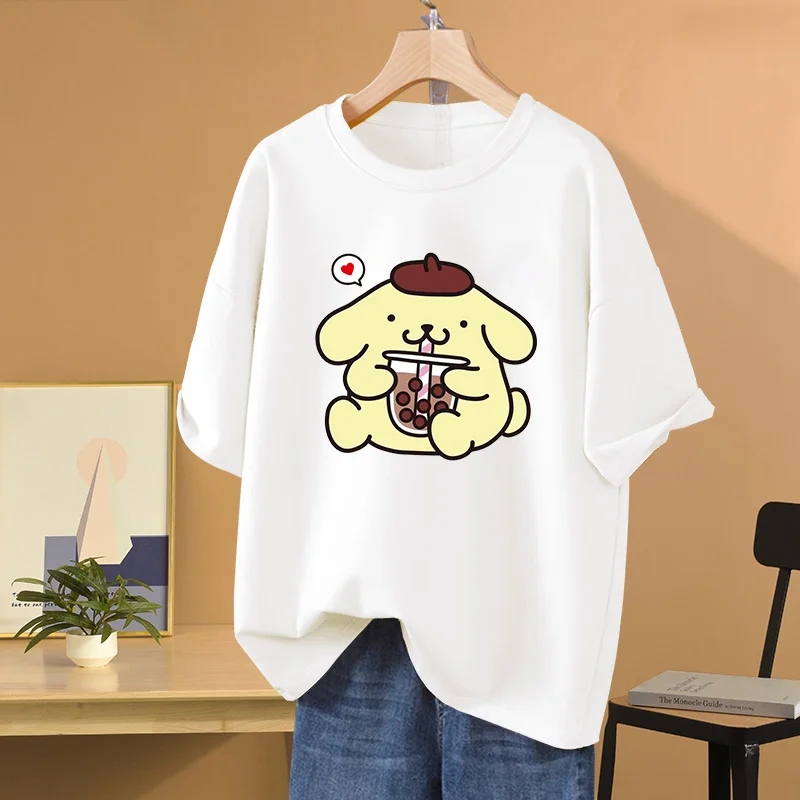 Футболка Sanrio Kawaii Purin с принтом Повседневная Спортивная уличная Harajuku для пары