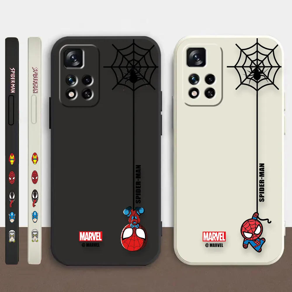 

Case For Redmi Note 12 11T 11R 11E 10 9 9S 8 7S PRO PLUS 4G 5G Colour Simple Shockproof Liquid Case Marvel's Spider-Man