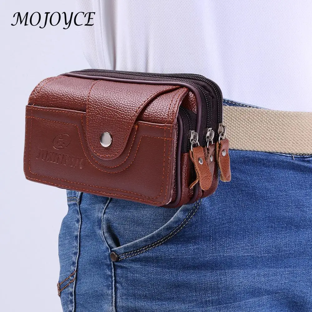 

Men PU Waterproof Waist Bag Outdoor Sports Mobile Phone Belt Pouch Luxury Multi-function Wallet Running Cycling Waist Bag New