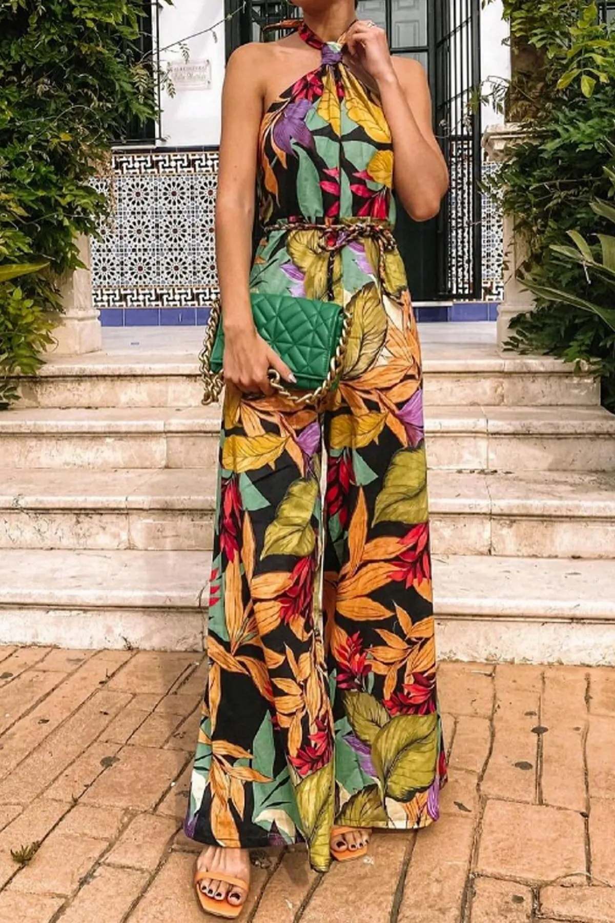 

Women's Overalls Backless Halterneck Jumpsuit Maxi Jumpsuit Hot Casual Fashion Sleeveless Baggy Trousers Overalls