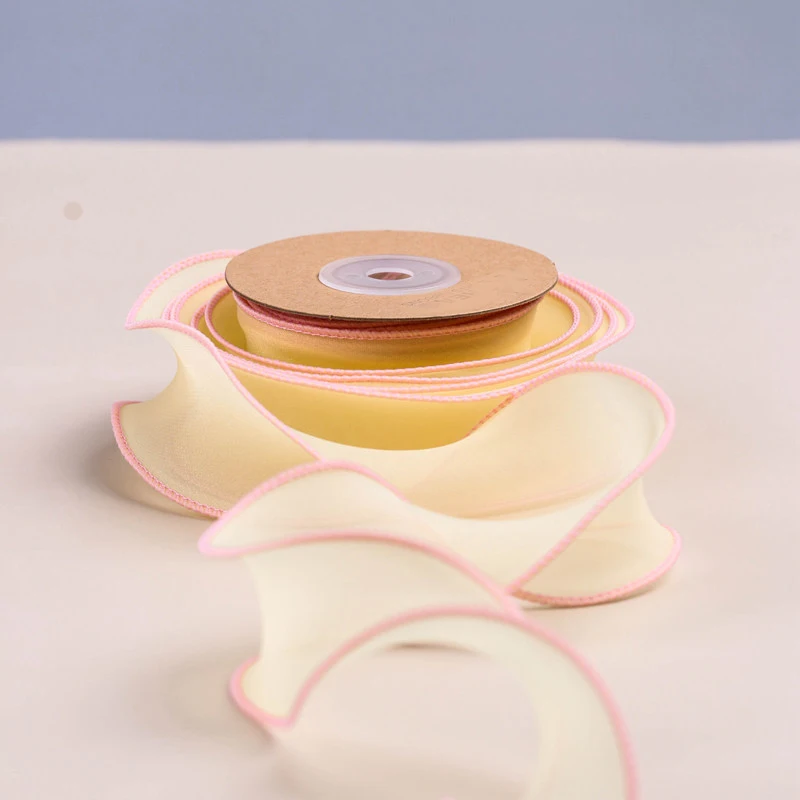 Двусторонняя шифоновая лента с краями 10 ярдов 40 мм 70