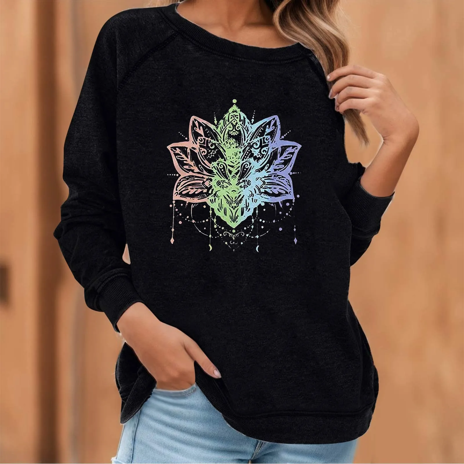 

Casual 3d Print T-Shirt Round Neck Tops Long Sleeve Tee Harajuku Blouses Oversized Women's T-Shirt Streetwear Outfits Blusas