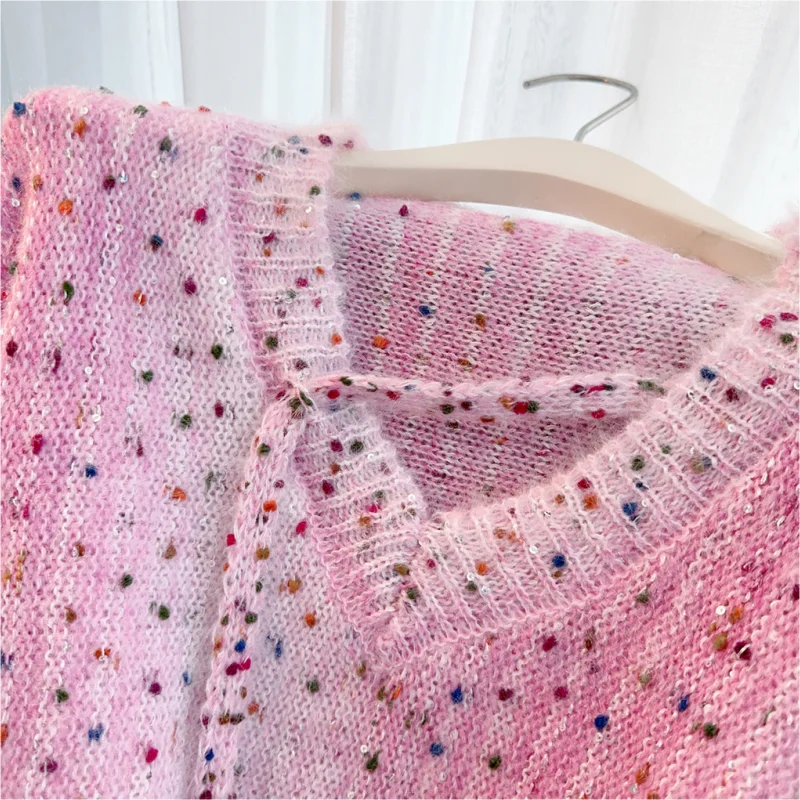 2024 новый серый свитер с v-образным вырезом модная зимняя женская одежда