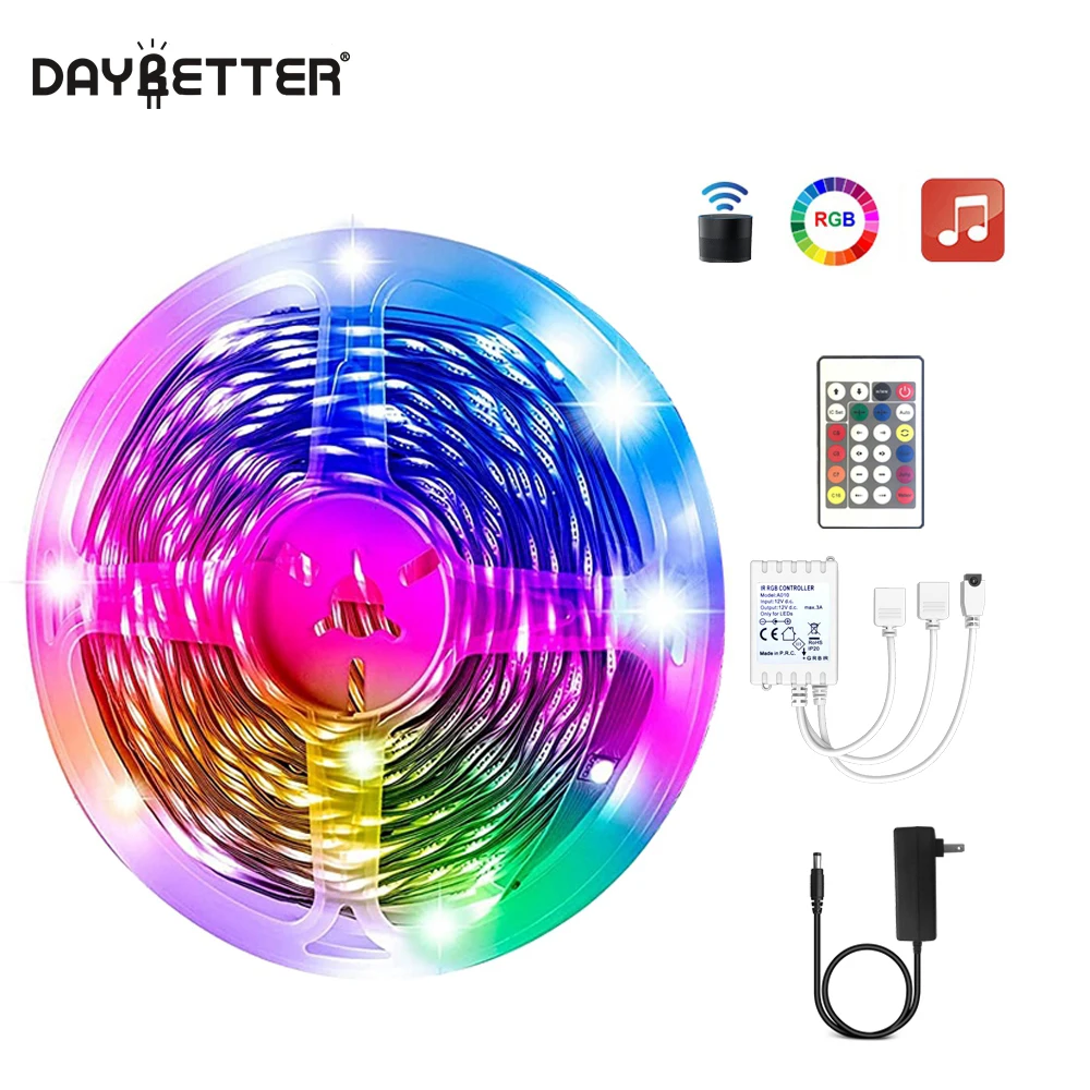 

DAYBETTER ws2812b Led Strip Lights For Room Decor RGB 5050 5M Sync Music Lamp Bedroom Decoration light DC 12V Free Shipping