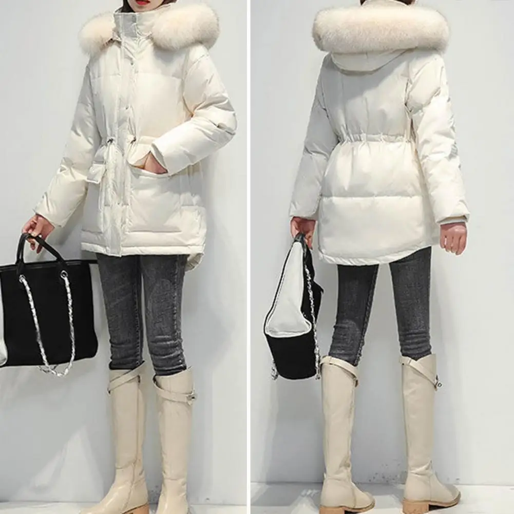 2022 Women's Winter Cotton Padded Coat Thickened Hooded Long Cold Proof Solid Color Long Sleeved Women's Loose Down Coat