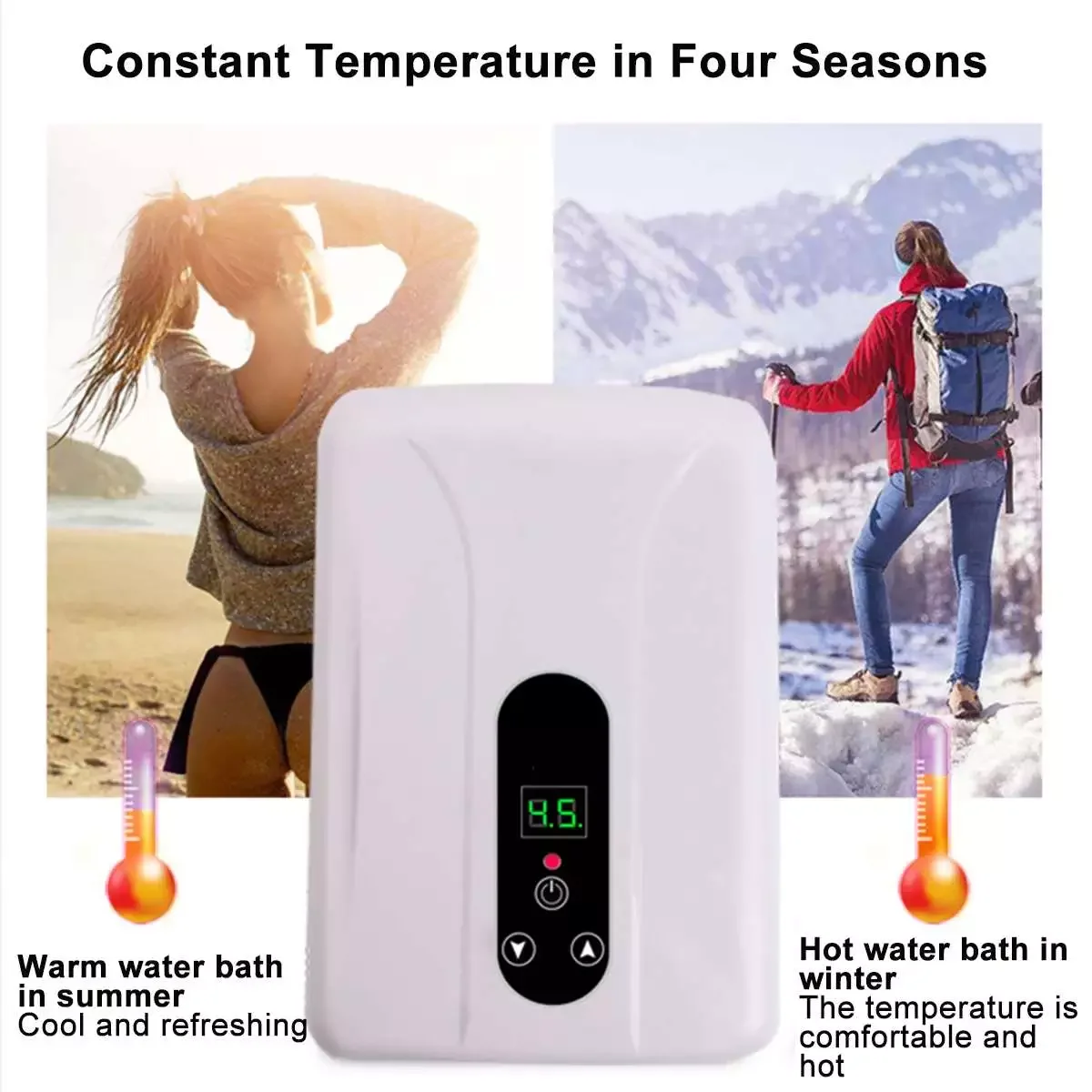 5500W 220V Instant Electric Water Heater Bathroom Kitchen Smart Touch Tankless Water Heater Temperature Display Heating Shower enlarge