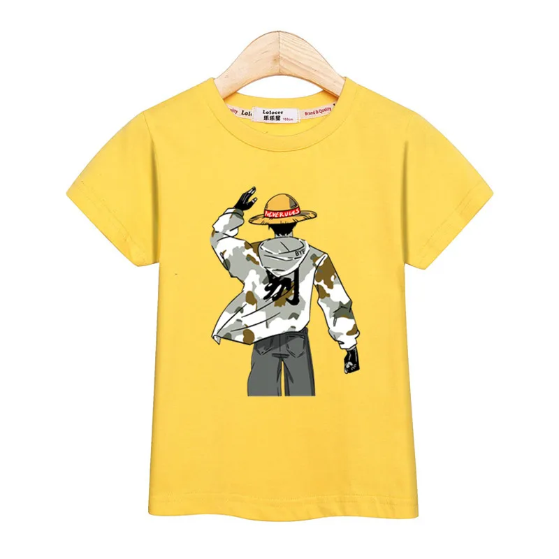 

Kids Cotton T-shirt Luffy & Haoushoku Haki Anime Shirt Young Boys Short Sleeve Top Summer Clothes
