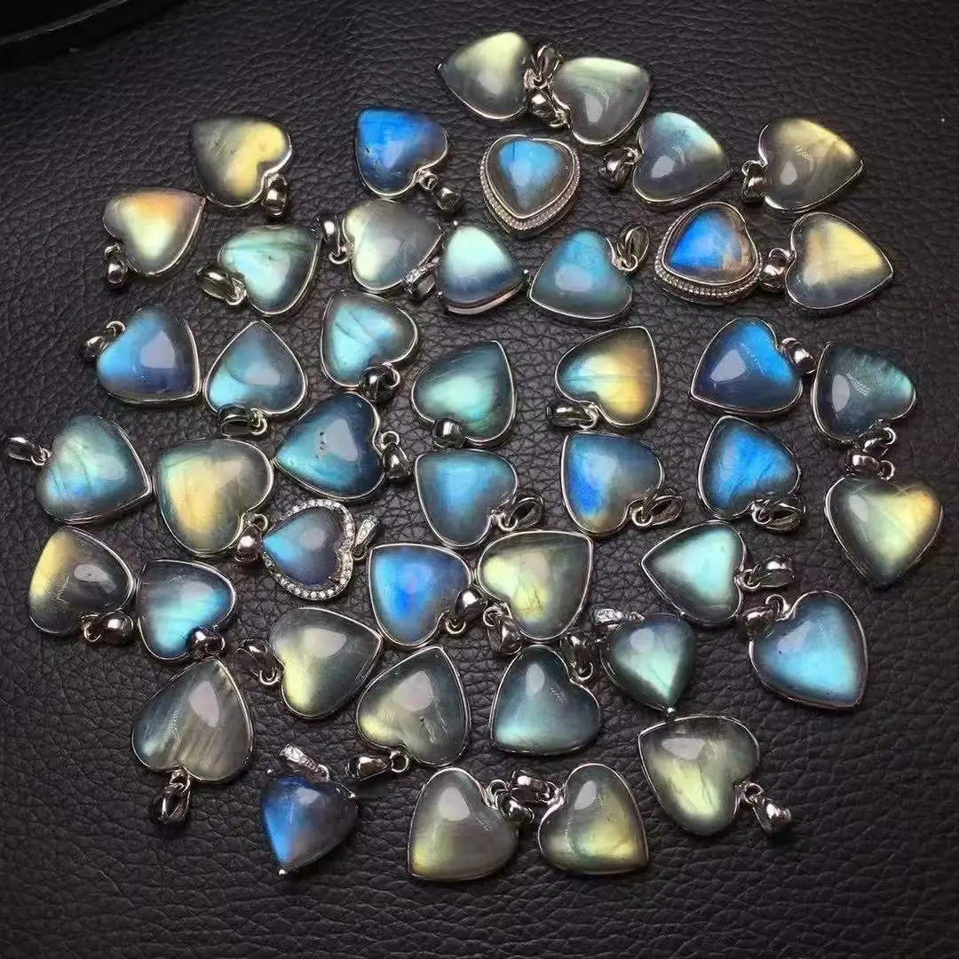 Цельный кулон в форме сердца из серебра 925 пробы с инкрустацией натурального