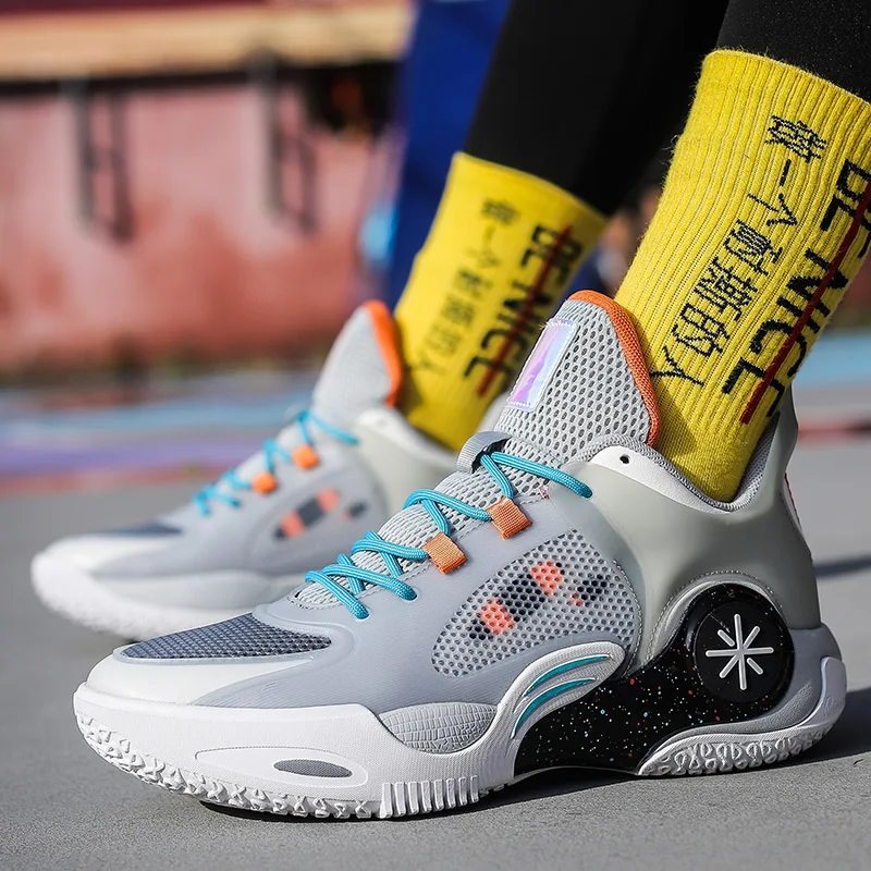 

Ruining-8033 New Mens Basketball Shoes Couple With Luminous Breathable Sneakers Teenage Anti-skid Basketball Training Boots