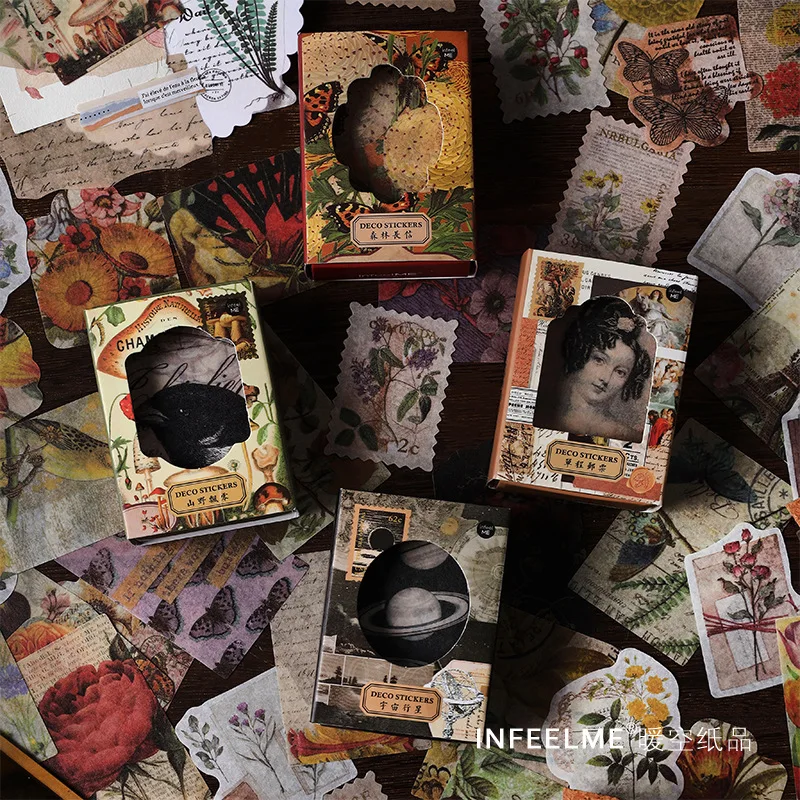 

100 шт., бумажные стикеры в стиле ретро