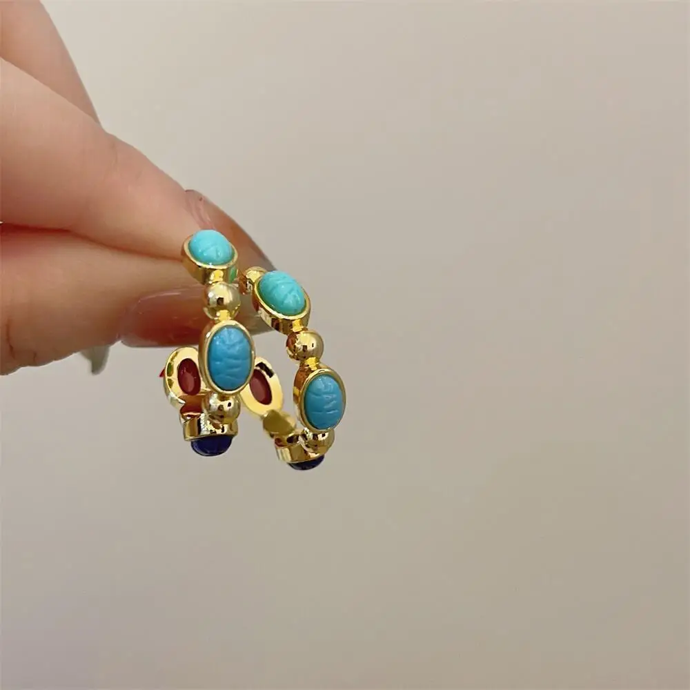 

Fashion Blue Resin Hoop Earrings Personality New Simple Vintage Style Earings