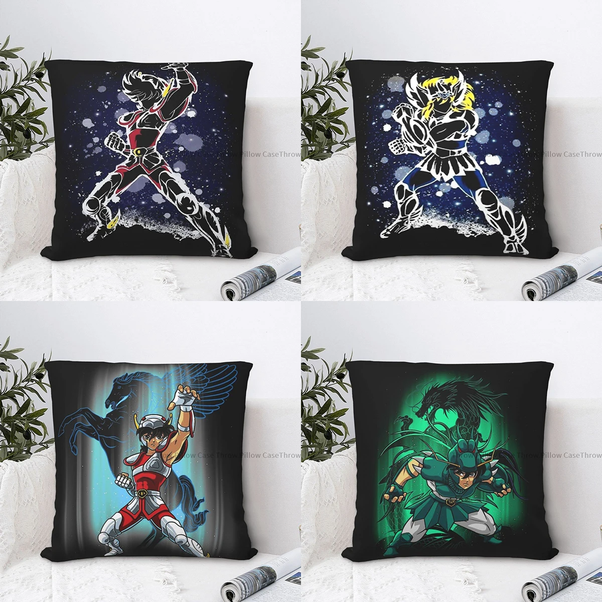 

Pegasus Seiya Polyester Cushion Cover Saint Seiya Livingroom Office Decorative Breathable Cojines Decorativos