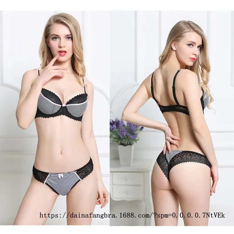 

VS2021 new bra sexy striped sexy lingerie set foreign trade bra Europe and America lace bra set lace bralette bras womens