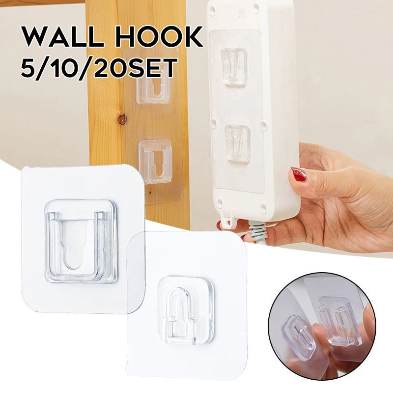 

Double-Sided Self Adhesive Wall Hooks Multipurpose Waterproof Punch-Free Hooks for Kitchen Bathroom Living Room Home