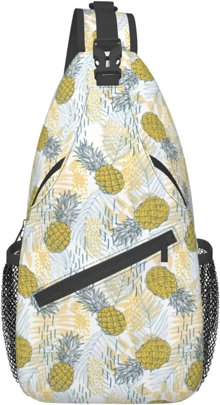 

Pineapple Sling Backpack Crossbody Shoulder Bags For Men Women Tropical Fruits Casual Adjustable Chest Bag For Hiking Sport