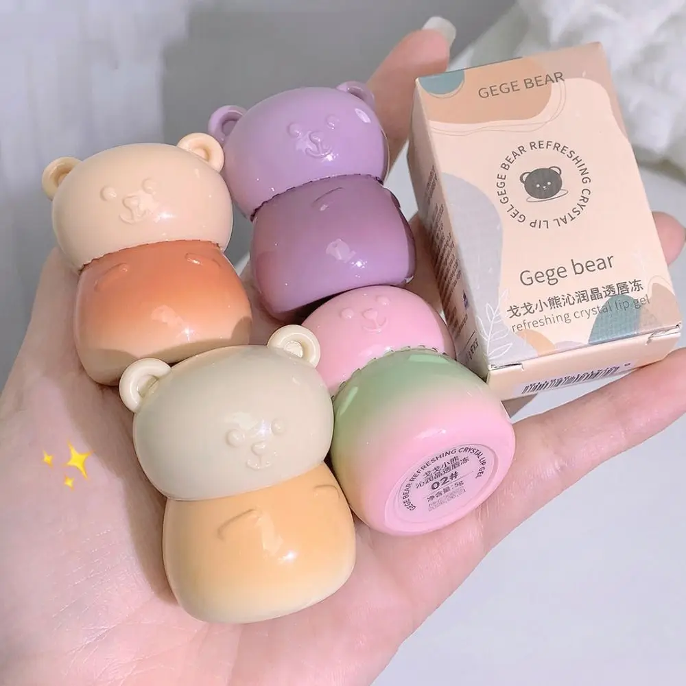

Cute Chubby Bear Lip Glaze Moisturizing 4 Colors Water Light Lipstick Non-Sticky Cup Long Lasting Canned Mirror Lip Gloss