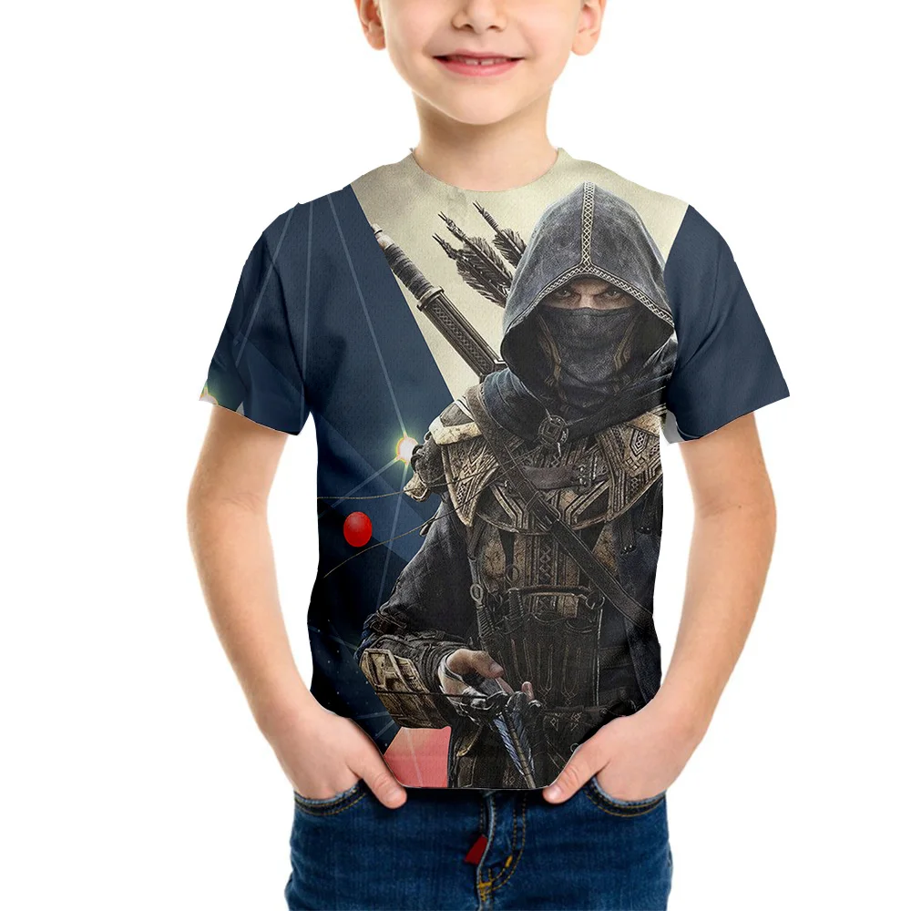 

Футболка для мальчиков с изображением игрока из лука футболка с коротким рукавом Топ для девочек летняя футболка женская детская одежда-1