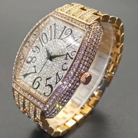 missfox hip hop diamond mens watches rose color stainless steel waterproof male quartz wristwatch business iced out men clocks