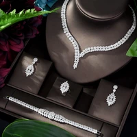 hibride classic leaf flower jewelry sets for women party cubic zirconia necklace and earring sets afrian beads jewelry n 1178