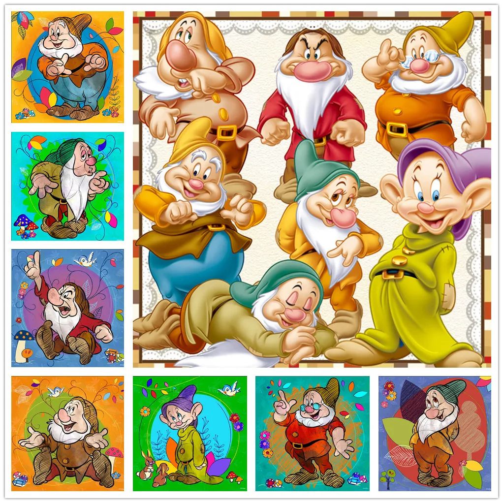 

40cm Diamond Painting Seven Dwarfs Set 5D DIY Full Drill Cartoon Fairy Tale Character Embroidery Art Mosaic Home Decoration