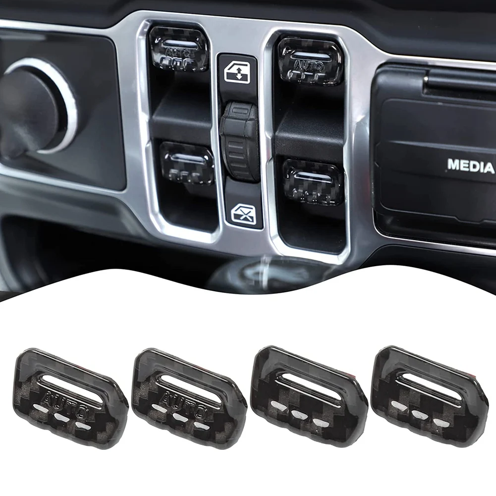 

Кнопки переключателя окна автомобиля, внутренние аксессуары для Jeep- Wrangler JL Gladiator JT 2018-2021 (ABS углеродное волокно)