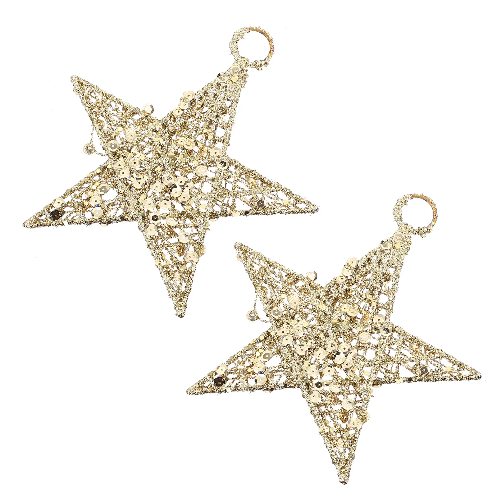 

Christmas Star Tree Ornaments Hanging Gold Ornament Decorations Topper Glittered Treetop 3D Red Stars Decor Decorative