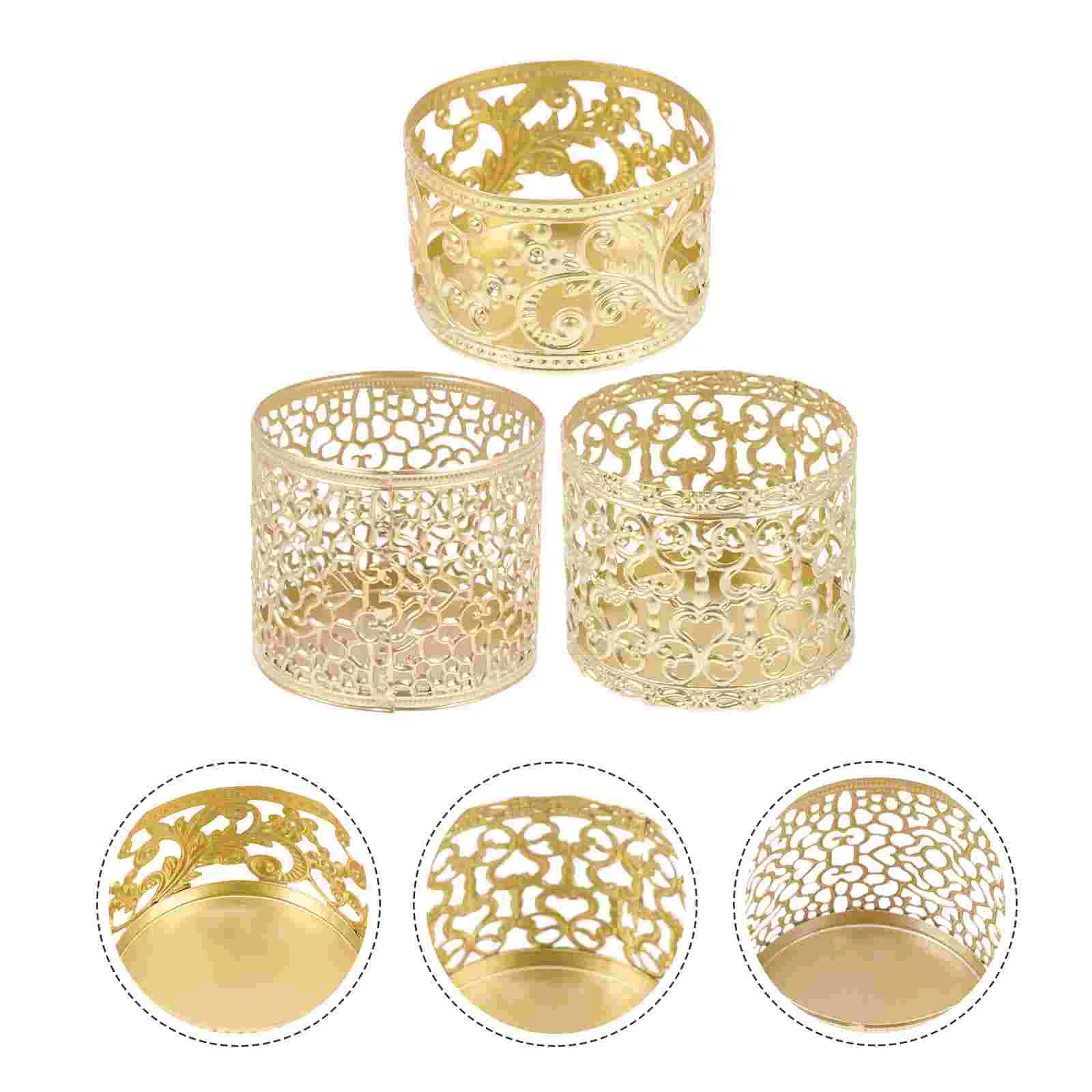 

3 Pcs Gold Table Decor Gold Metal Candlestick Metal Cups Iron Holder Black Stand Decorative Holder